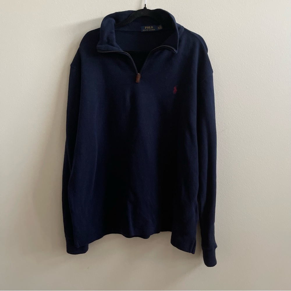 Ralph Lauren XL zip up navy blue sweater excellent condition‎